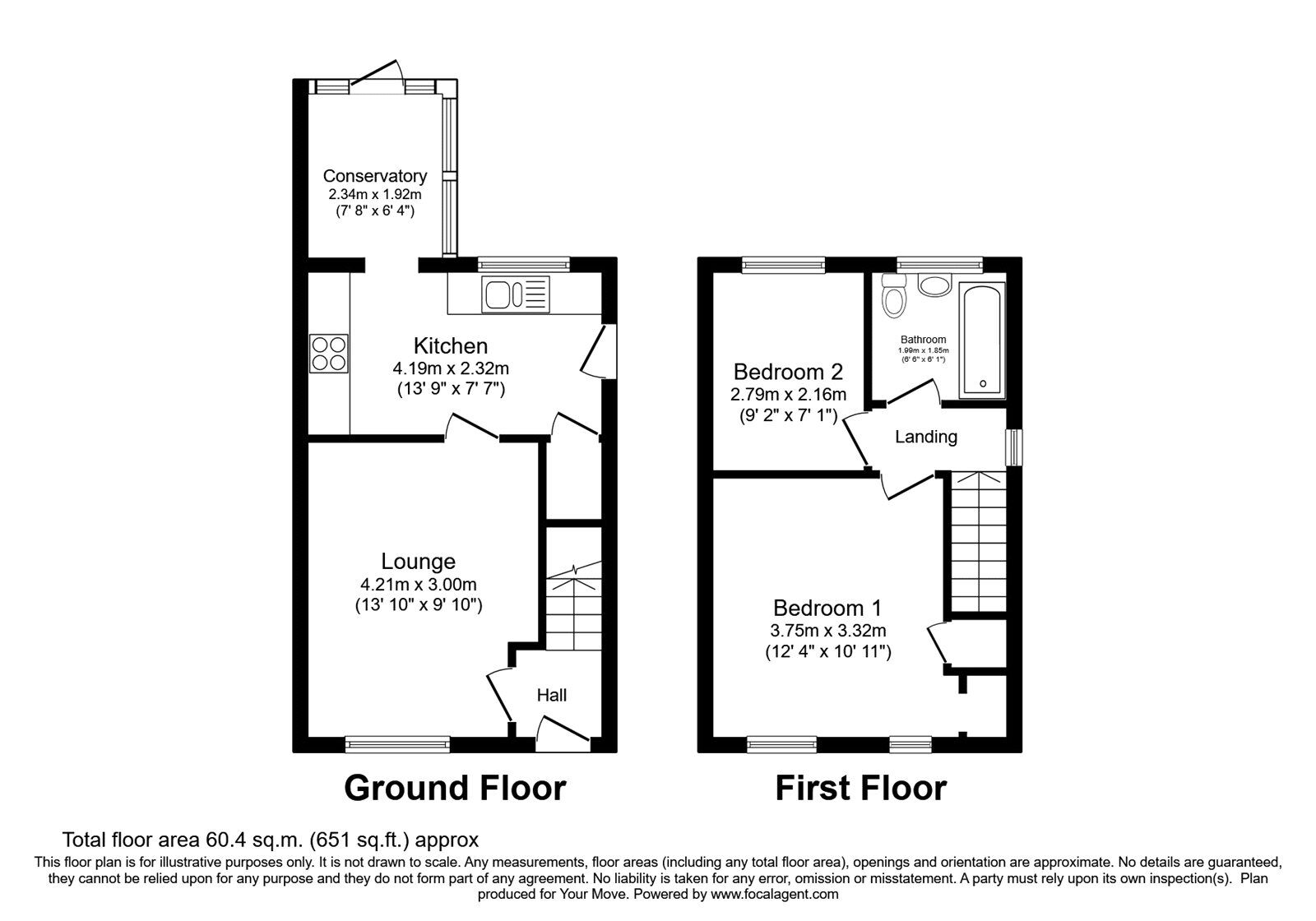 Floorplan of 2 bedroom Semi Detached House for sale, Rowton Avenue, Perton Wolverhampton, Staffordshire, WV6
