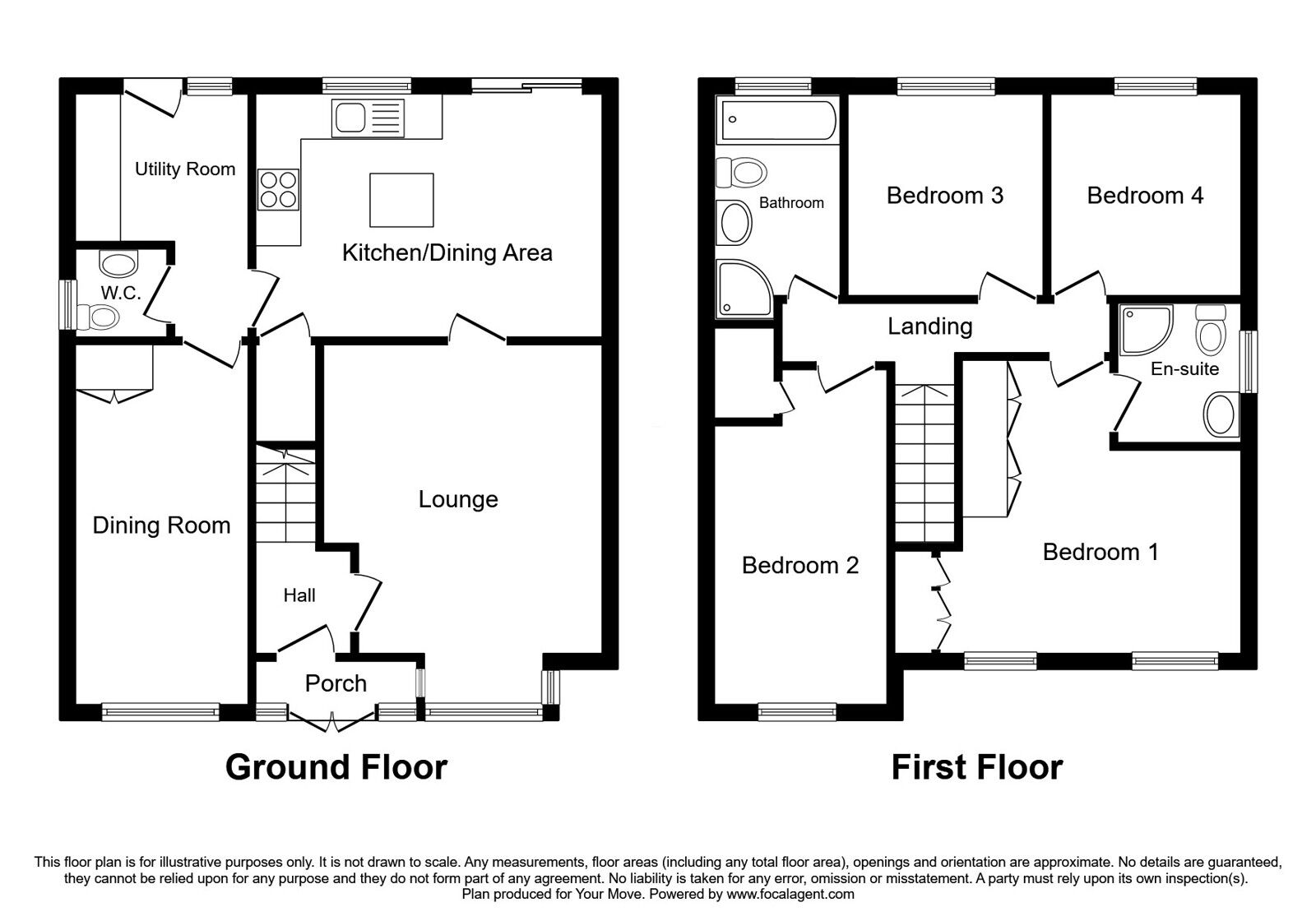 Floorplan of 4 bedroom Detached House for sale, Roundway Down, Wolverhampton, Staffordshire, WV6