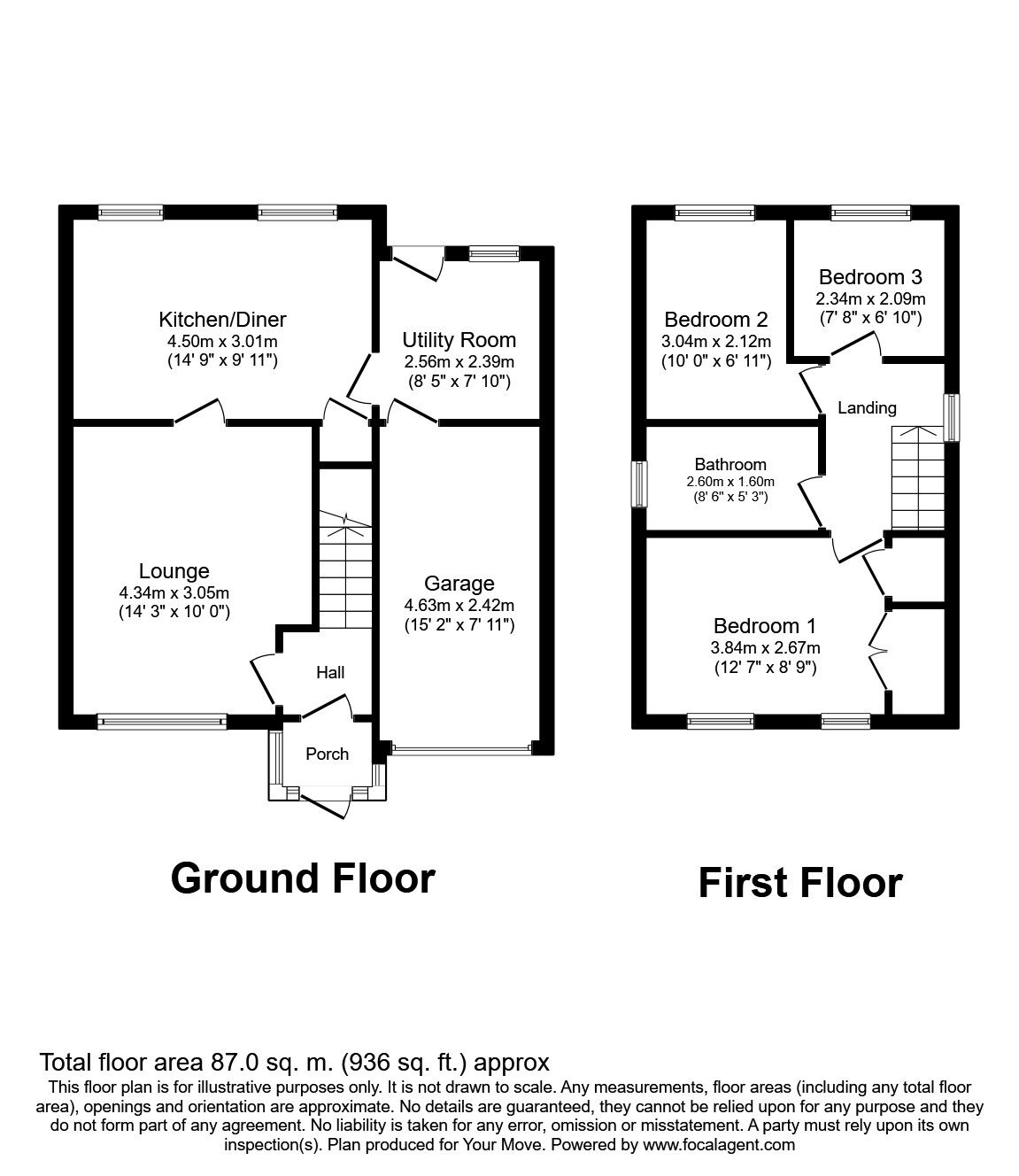Floorplan of 3 bedroom Link Detached House for sale, Leasowe Drive, Perton, Staffordshire, WV6
