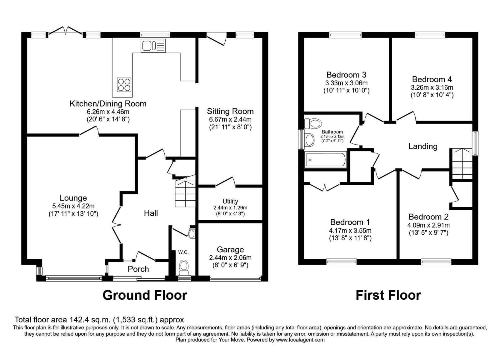 Floorplan of 4 bedroom Detached House for sale, Wren Avenue, Perton Wolverhampton, Staffordshire, WV6