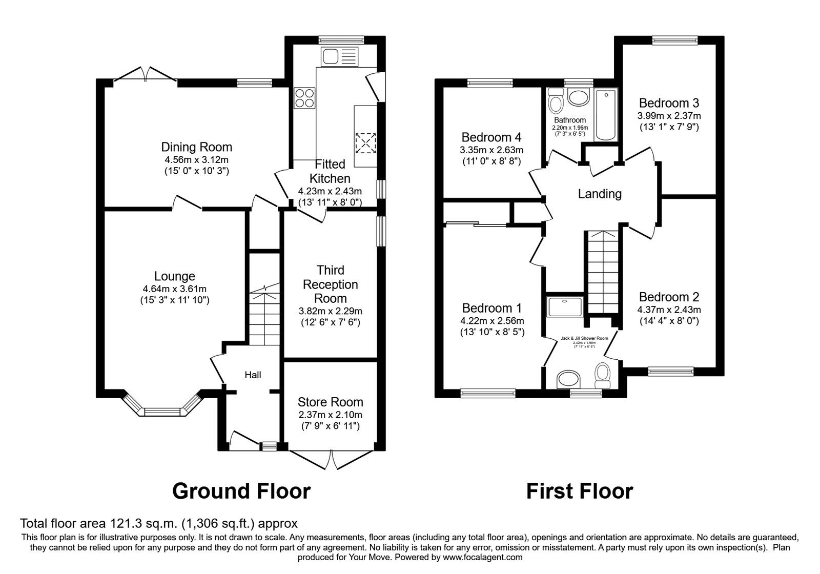 Floorplan of 4 bedroom Semi Detached House for sale, Sutherland Grove, Perton, Staffordshire, WV6