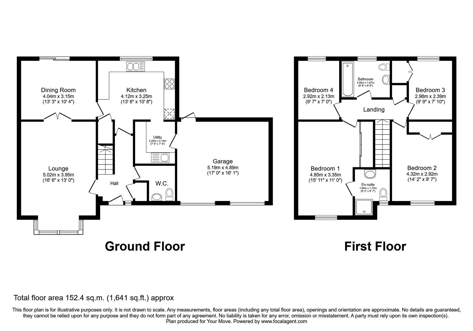 Floorplan of 4 bedroom Detached House for sale, Wykeham Grove, Perton Wolverhampton, Staffordshire, WV6