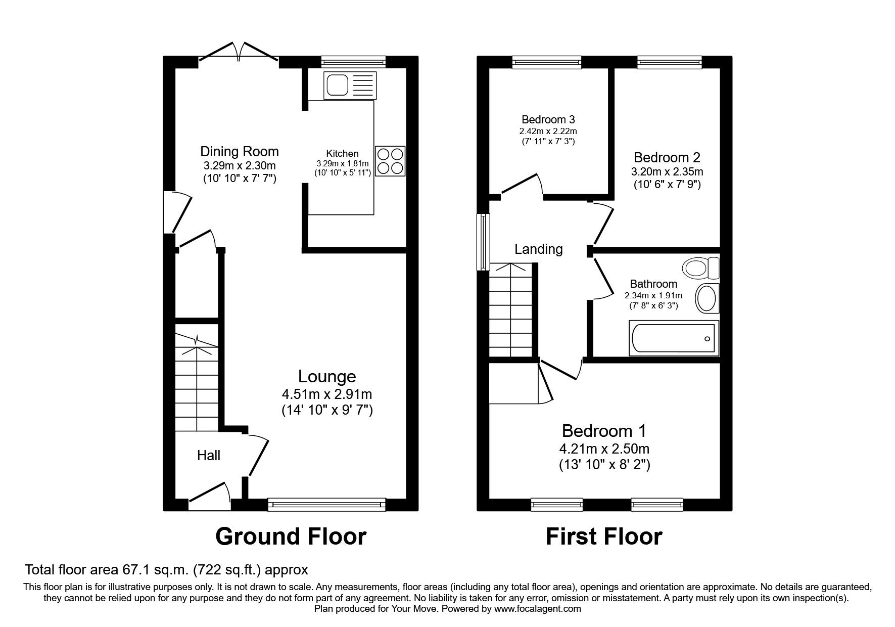 Floorplan of 3 bedroom Semi Detached House to rent, Canterbury Drive, Perton, Staffordshire, WV6