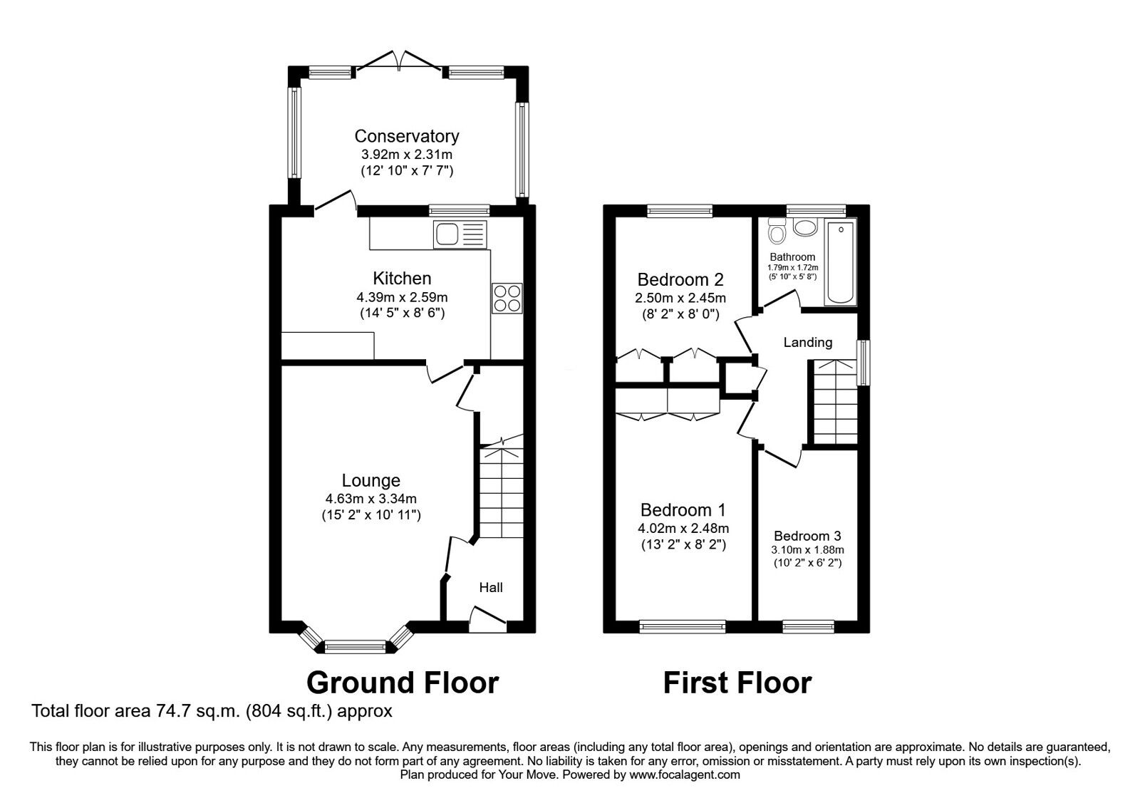 Floorplan of 3 bedroom Semi Detached House for sale, Fowler Close, Perton, Staffordshire, WV6