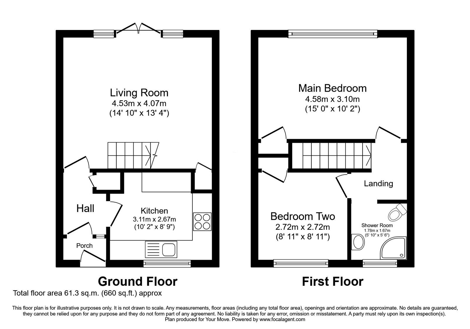 Floorplan of 2 bedroom End Terrace House for sale, Scampton Close, Perton Wolverhampton, Staffordshire, WV6