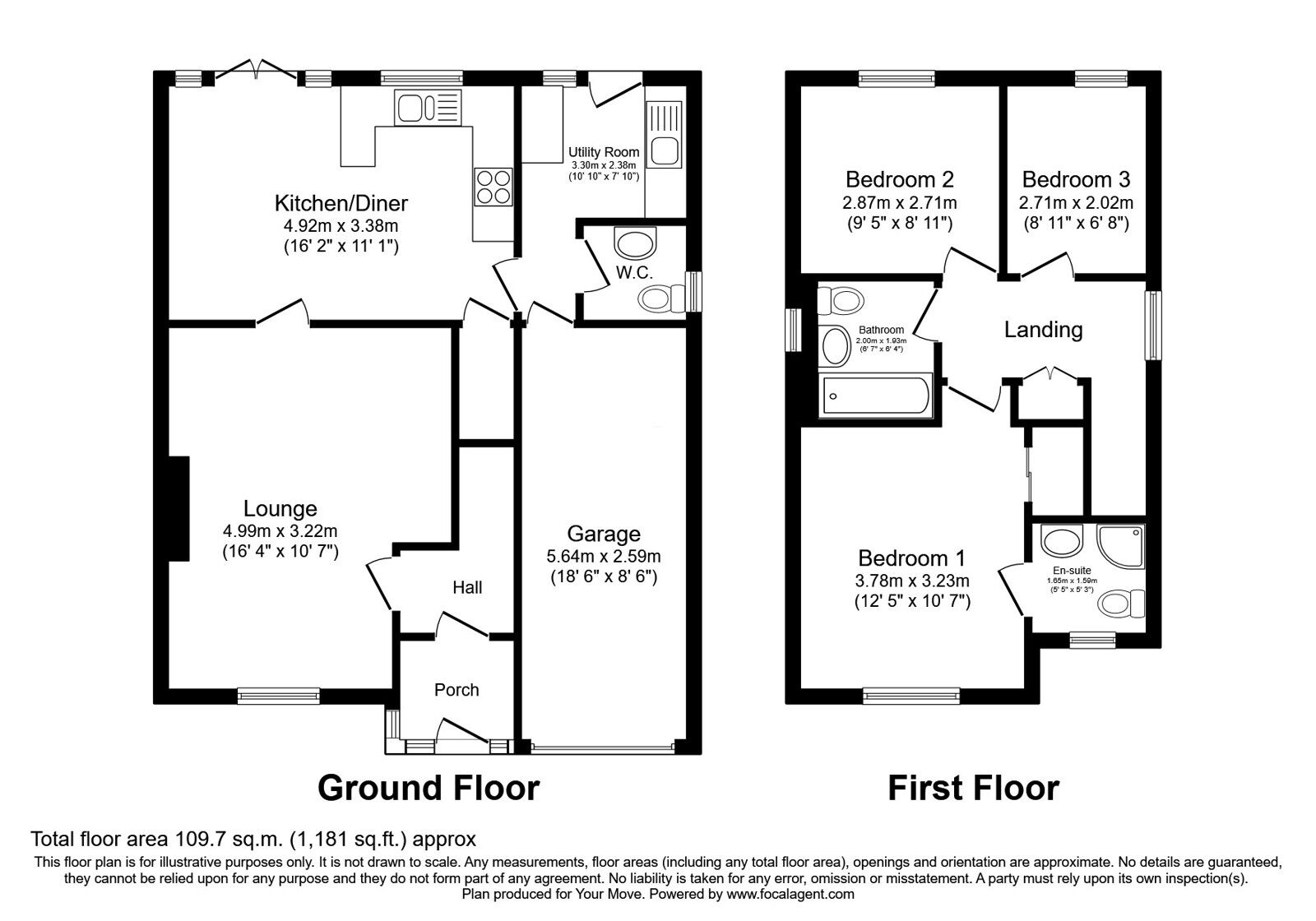 Floorplan of 3 bedroom Detached House for sale, Butterfield Close, Perton, Staffordshire, WV6