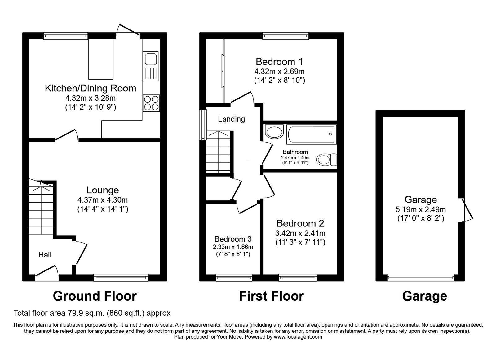Floorplan of 3 bedroom Semi Detached House for sale, Franklyn Close, Perton Wolverhampton, Staffordshire, WV6