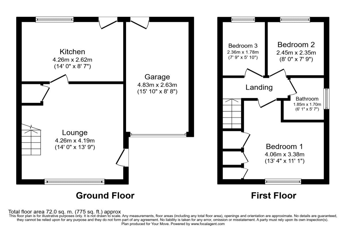 Floorplan of 3 bedroom Semi Detached House for sale, Coulter Grove, Perton, Staffordshire, WV6