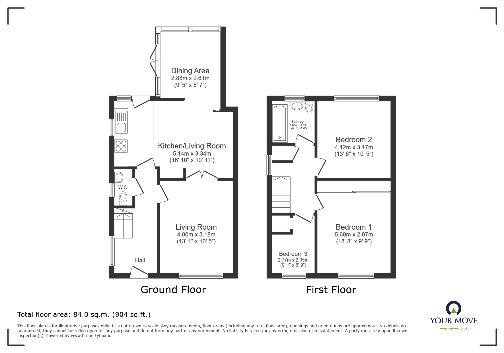 Floorplan of 3 bedroom Semi Detached House for sale, Tintagel Close, Perton Wolverhampton, West Midlands, WV6