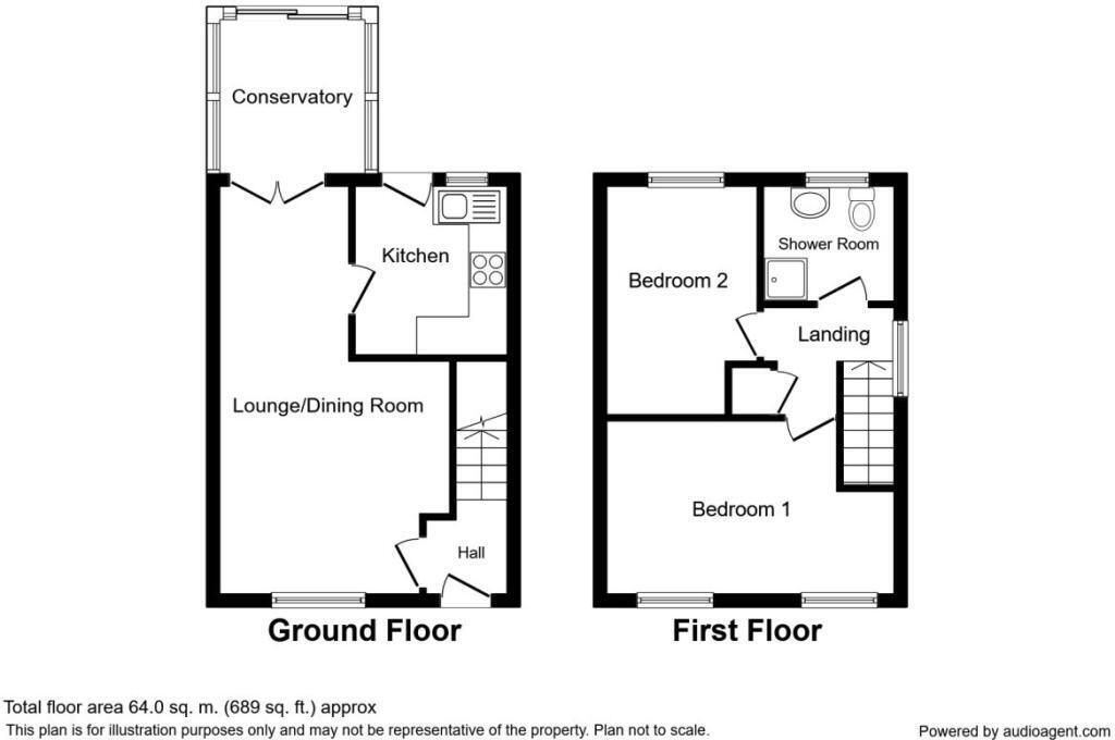 Floorplan of 2 bedroom Semi Detached House to rent, Hamble Grove, Perton, Staffordshire, WV6