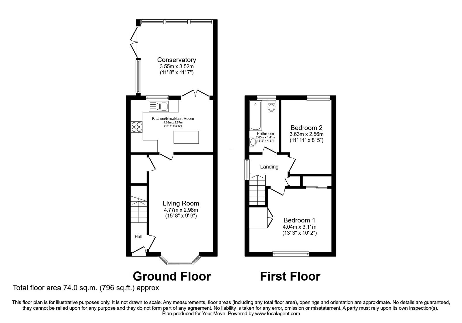 Floorplan of 2 bedroom Semi Detached House for sale, Stephenson Drive, Perton, Staffordshire, WV6