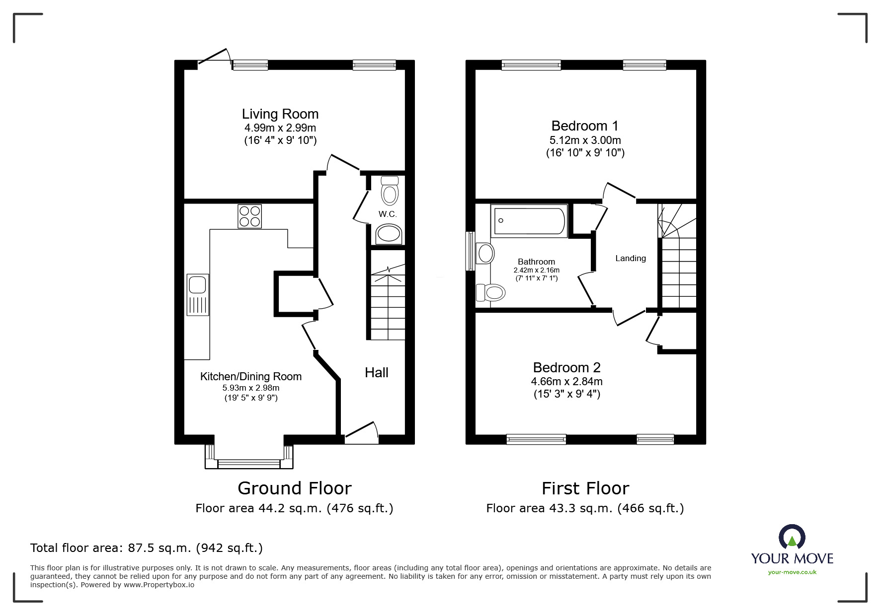 Floorplan of 2 bedroom Semi Detached House for sale, Dodds Field, Pattingham, Staffordshire, WV6