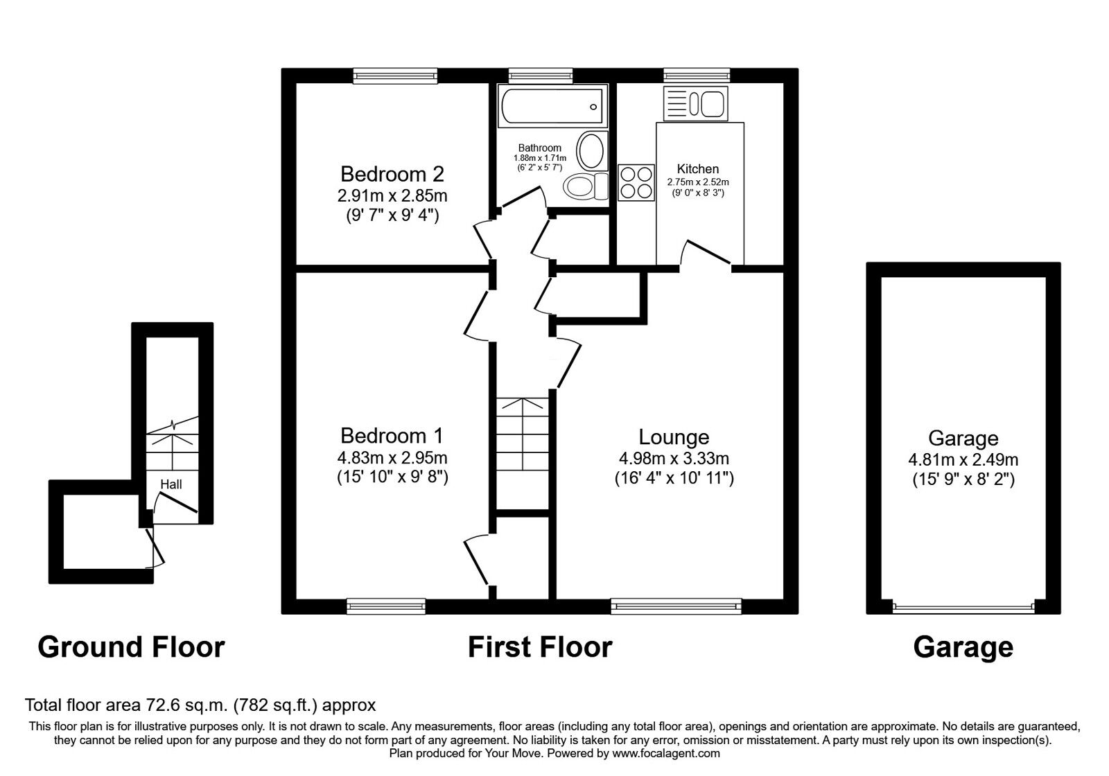 Floorplan of 2 bedroom Flat for sale, Sutherland Grove, Perton, Staffordshire, WV6