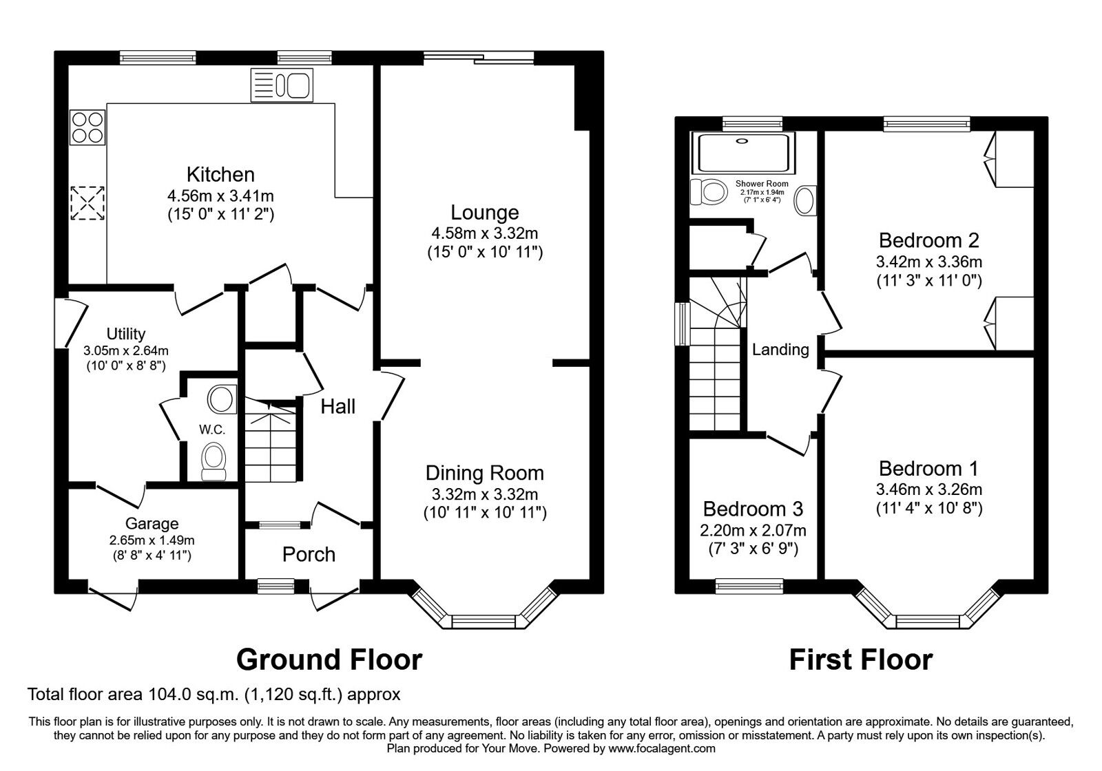 Floorplan of 3 bedroom Semi Detached House for sale, Madeira Avenue, Codsall, Staffordshire, WV8