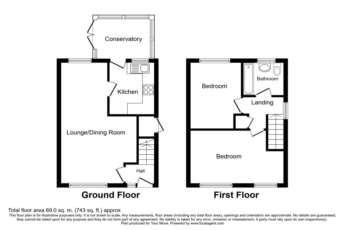 Floorplan of 2 bedroom Semi Detached House to rent, Sandown Drive, Perton, Staffordshire, WV6