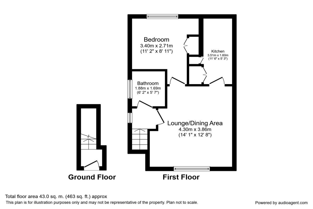Floorplan of 1 bedroom Flat to rent, Canterbury Drive, Perton, Staffordshire, WV6