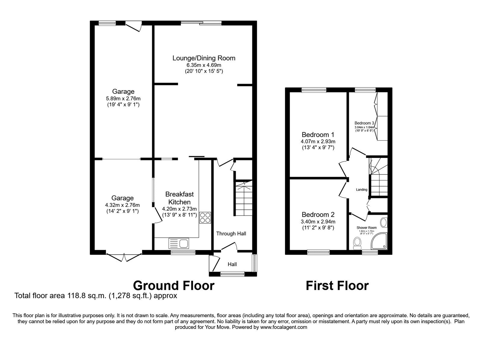 Floorplan of 3 bedroom Semi Detached House for sale, Woodland Close, Albrighton, Shropshire, WV7