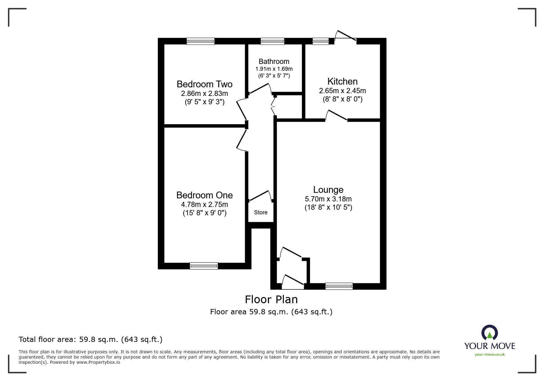 Floorplan of 2 bedroom Flat for sale, Lowry Close, Staffordshire, WV6