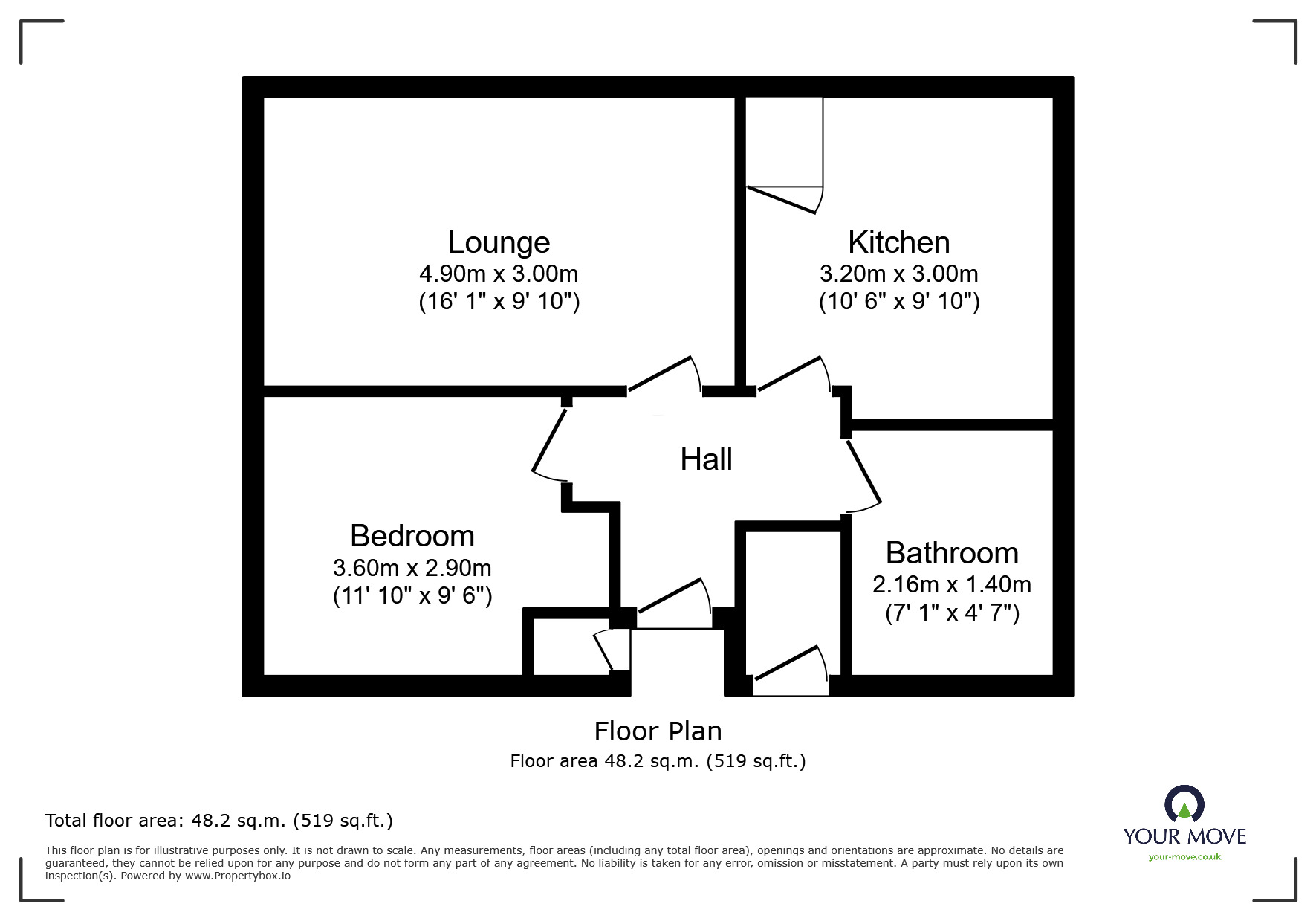 Floorplan of 1 bedroom Flat to rent, Lane Green Road, Codsall, Staffordshire, WV8