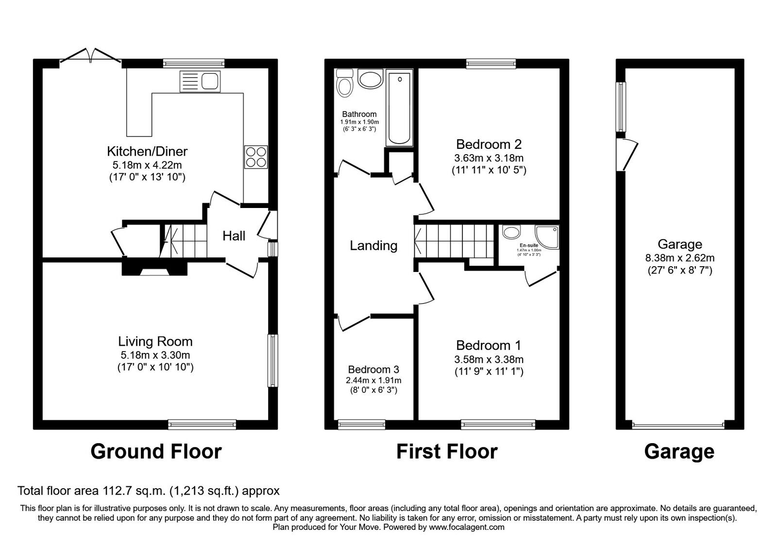 Floorplan of 3 bedroom Semi Detached House for sale, Sherborne Gardens, Codsall, Staffordshire, WV8