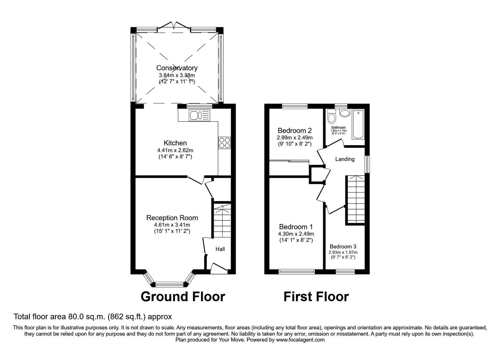 Floorplan of 3 bedroom Semi Detached House for sale, Stephenson Drive, Perton, Staffordshire, WV6