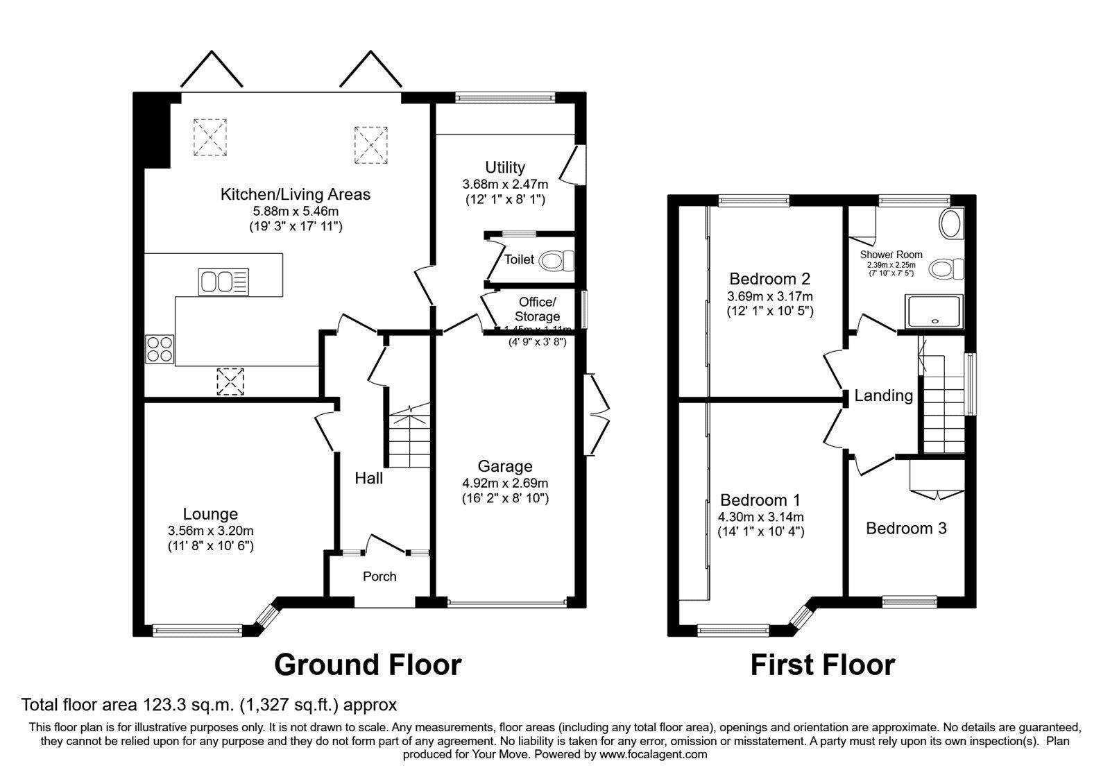 Floorplan of 3 bedroom Semi Detached House for sale, Moor Lane, Pattingham, Staffordshire, WV6