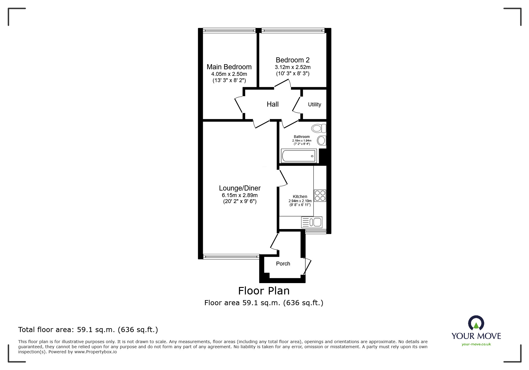 Floorplan of 2 bedroom Flat to rent, Station Road, Codsall, Staffordshire, WV8