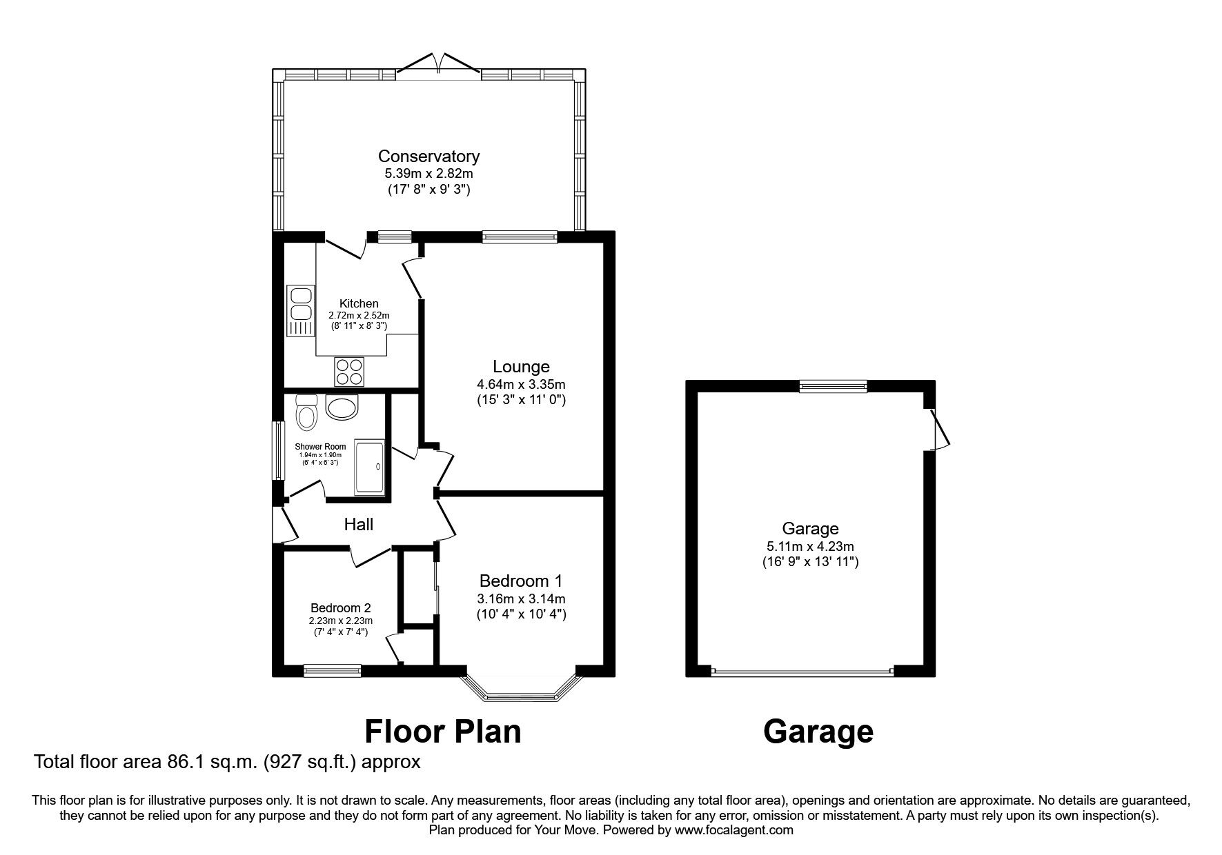 Floorplan of 2 bedroom Detached Bungalow for sale, Severn Drive, Perton Wolverhampton, Staffordshire, WV6