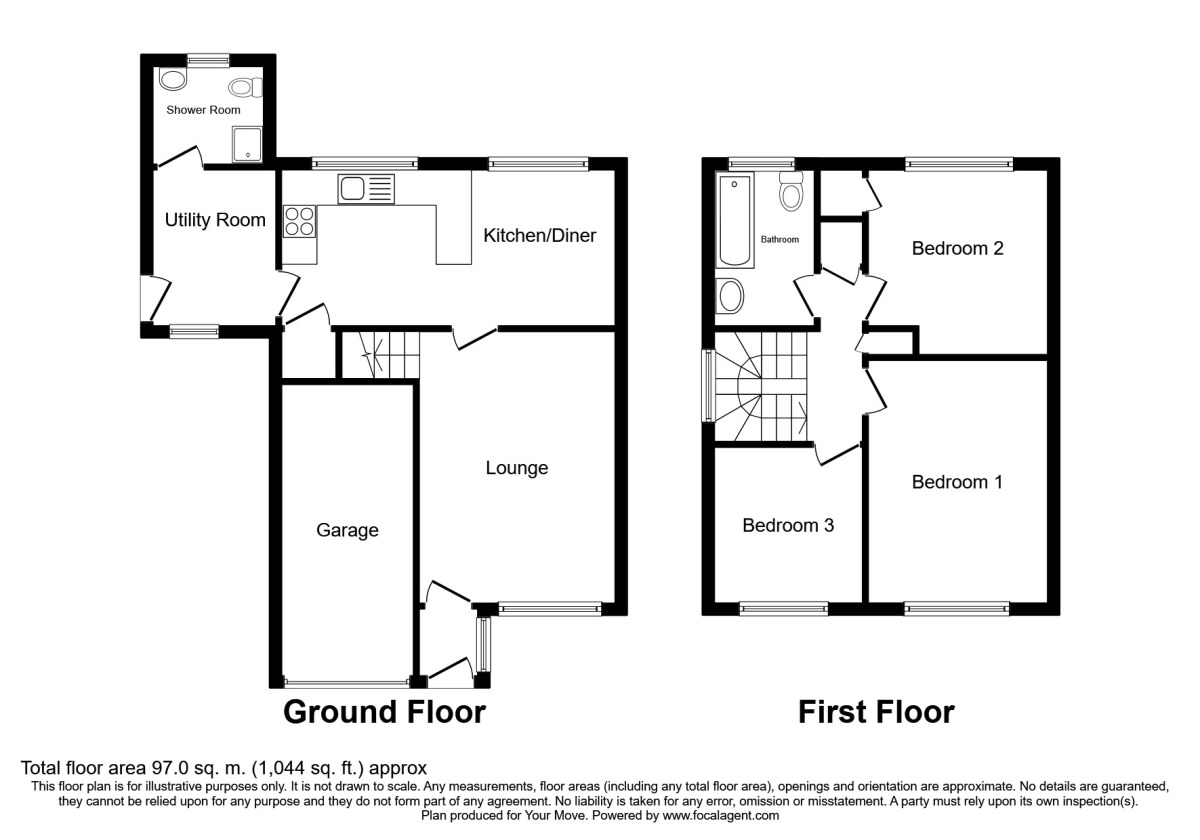 Floorplan of 3 bedroom Semi Detached House for sale, Gainsborough Drive, Wolverhampton, Staffordshire, WV6