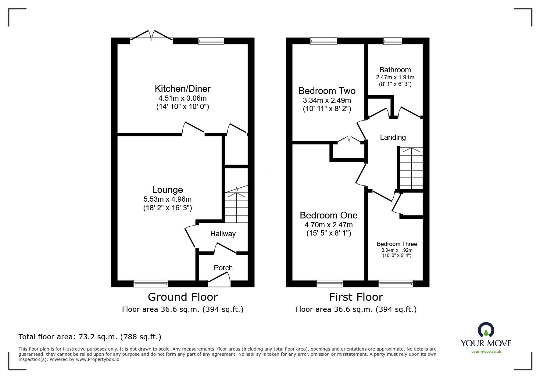 Floorplan of 3 bedroom Mid Terrace House for sale, Chepstow Close, Perton, Staffordshire, WV6