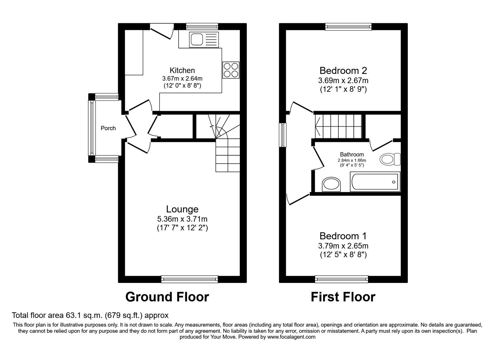 Floorplan of 2 bedroom Semi Detached House for sale, Livingstone Avenue, Perton Wolverhampton, Staffordshire, WV6