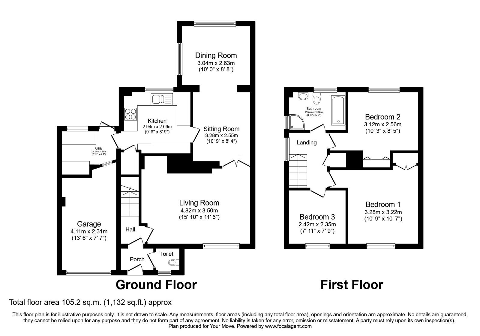 Floorplan of 3 bedroom Detached House for sale, Dunster Grove, Perton, Staffordshire, WV6