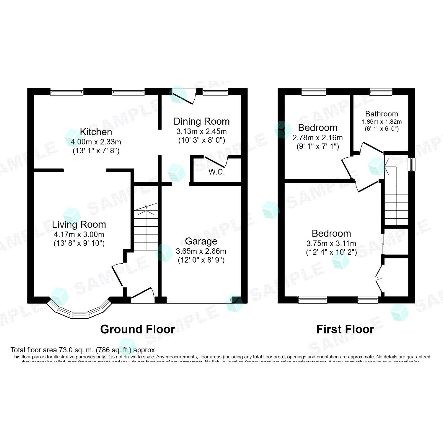 Floorplan of 2 bedroom Semi Detached House for sale, Canterbury Drive, Perton, Staffordshire, WV6