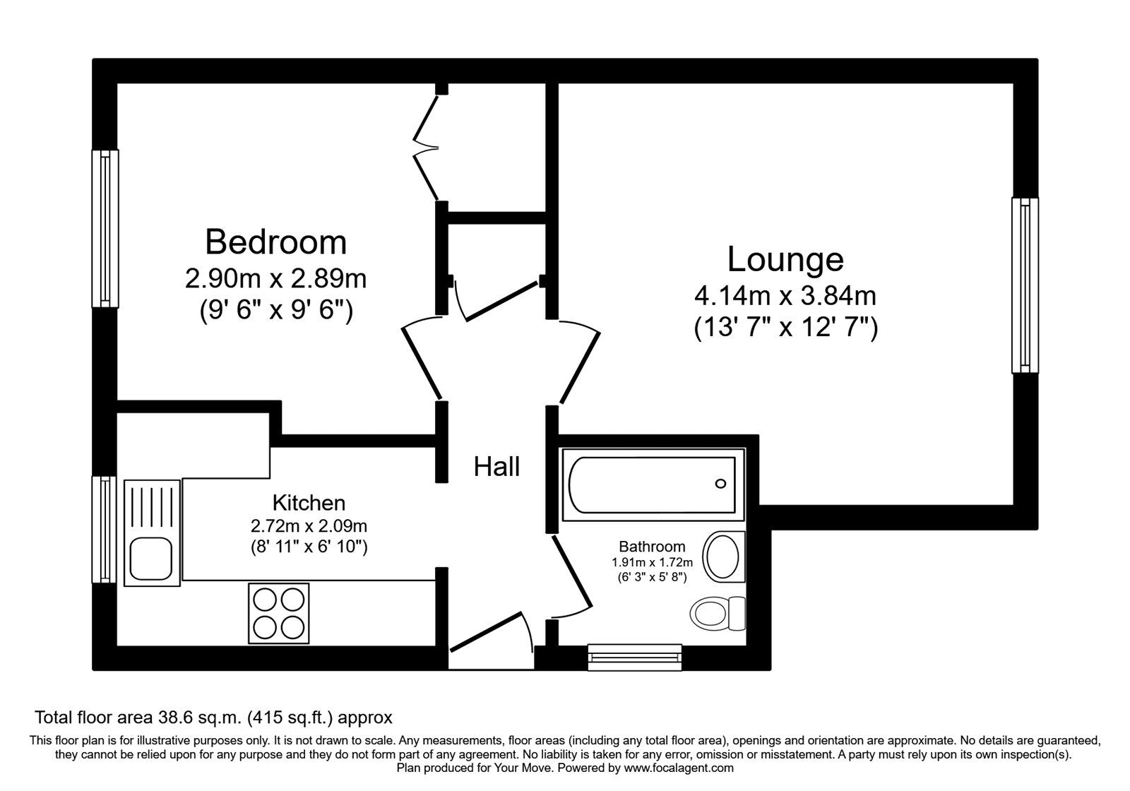 Floorplan of 1 bedroom Flat for sale, Crowland Avenue, Perton Wolverhampton, Staffordshire, WV6
