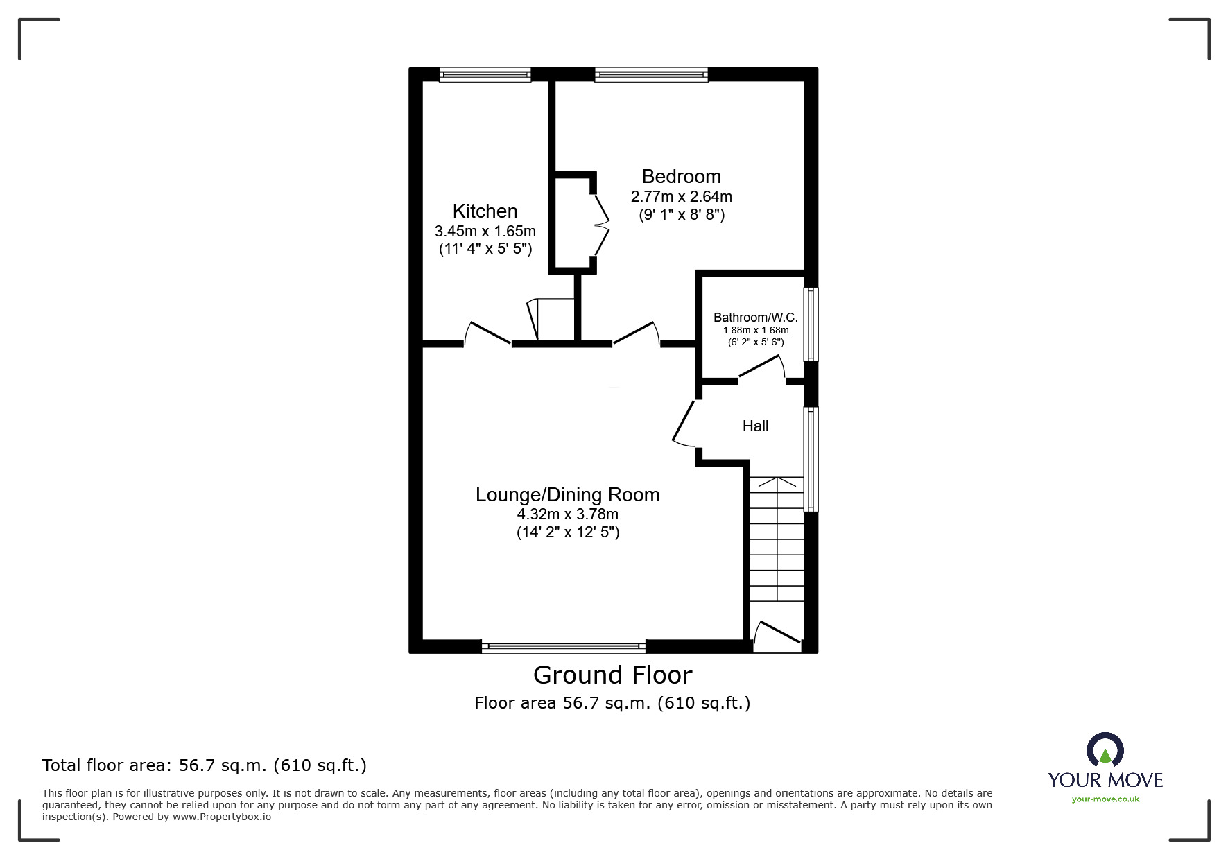 Floorplan of 1 bedroom Flat for sale, Worcester Grove, Perton, Staffordshire, WV6
