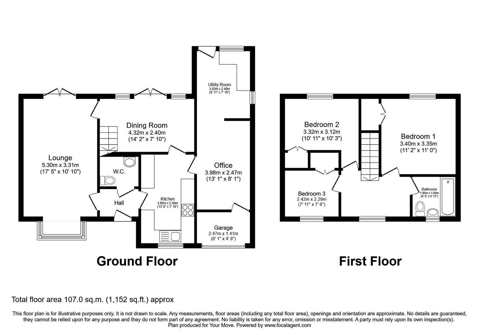 Floorplan of 3 bedroom Detached House for sale, Turnham Green, Perton Wolverhampton, Staffordshire, WV6