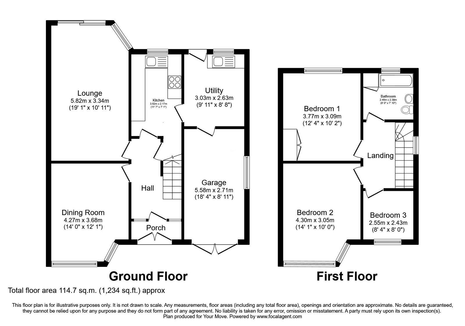 Floorplan of 3 bedroom Semi Detached House for sale, The Elms Paddock, Pattingham, Staffordshire, WV6