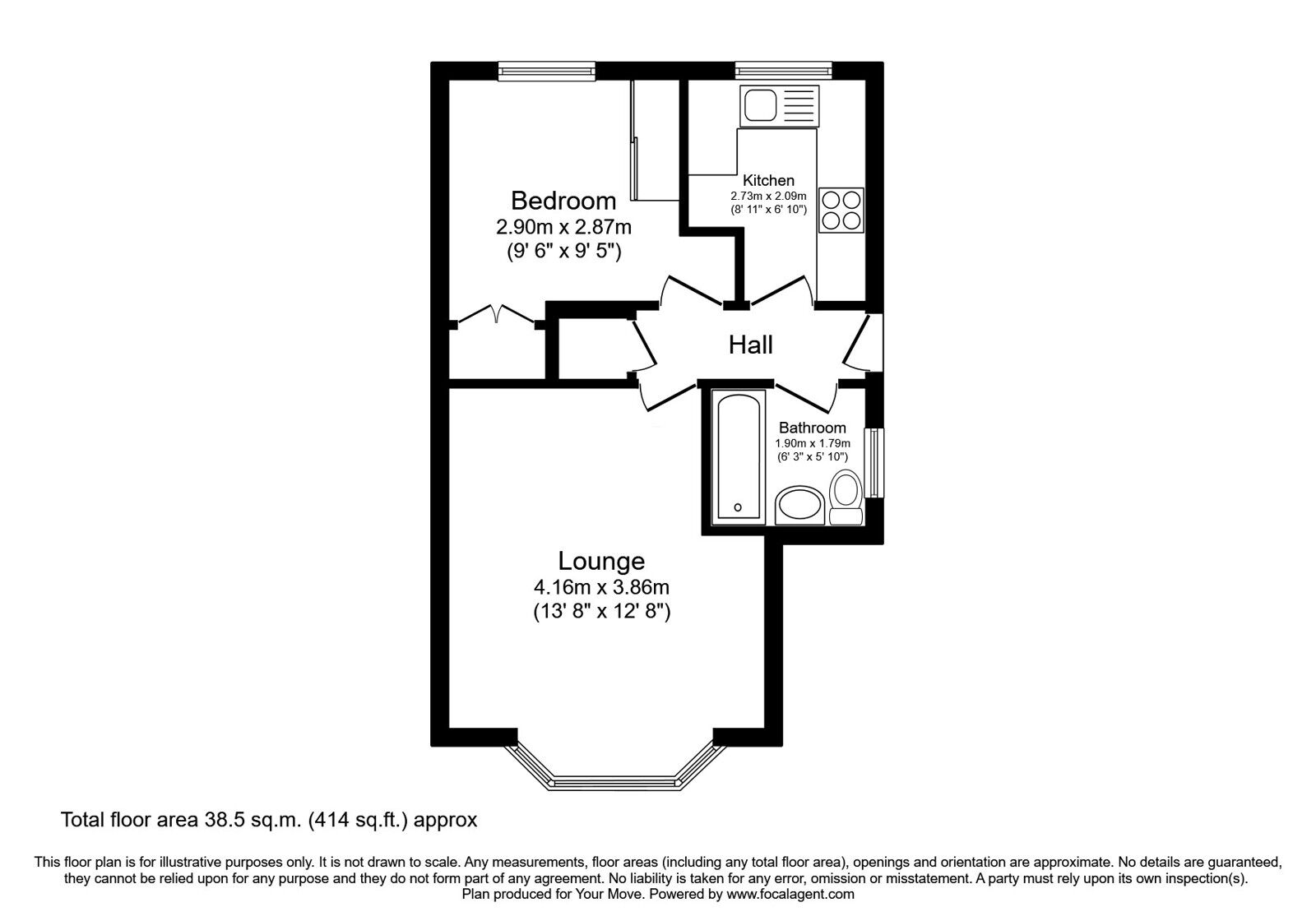 Floorplan of 1 bedroom Flat to rent, Worcester Grove, Perton, Staffordshire, WV6