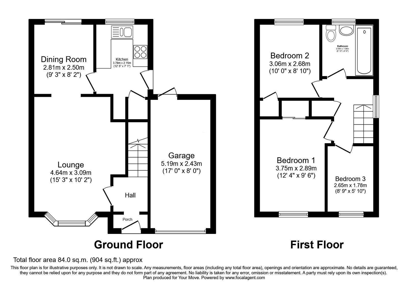 Floorplan of 3 bedroom Detached House for sale, Guthrum Close, Perton Wolverhampton, Staffordshire, WV6