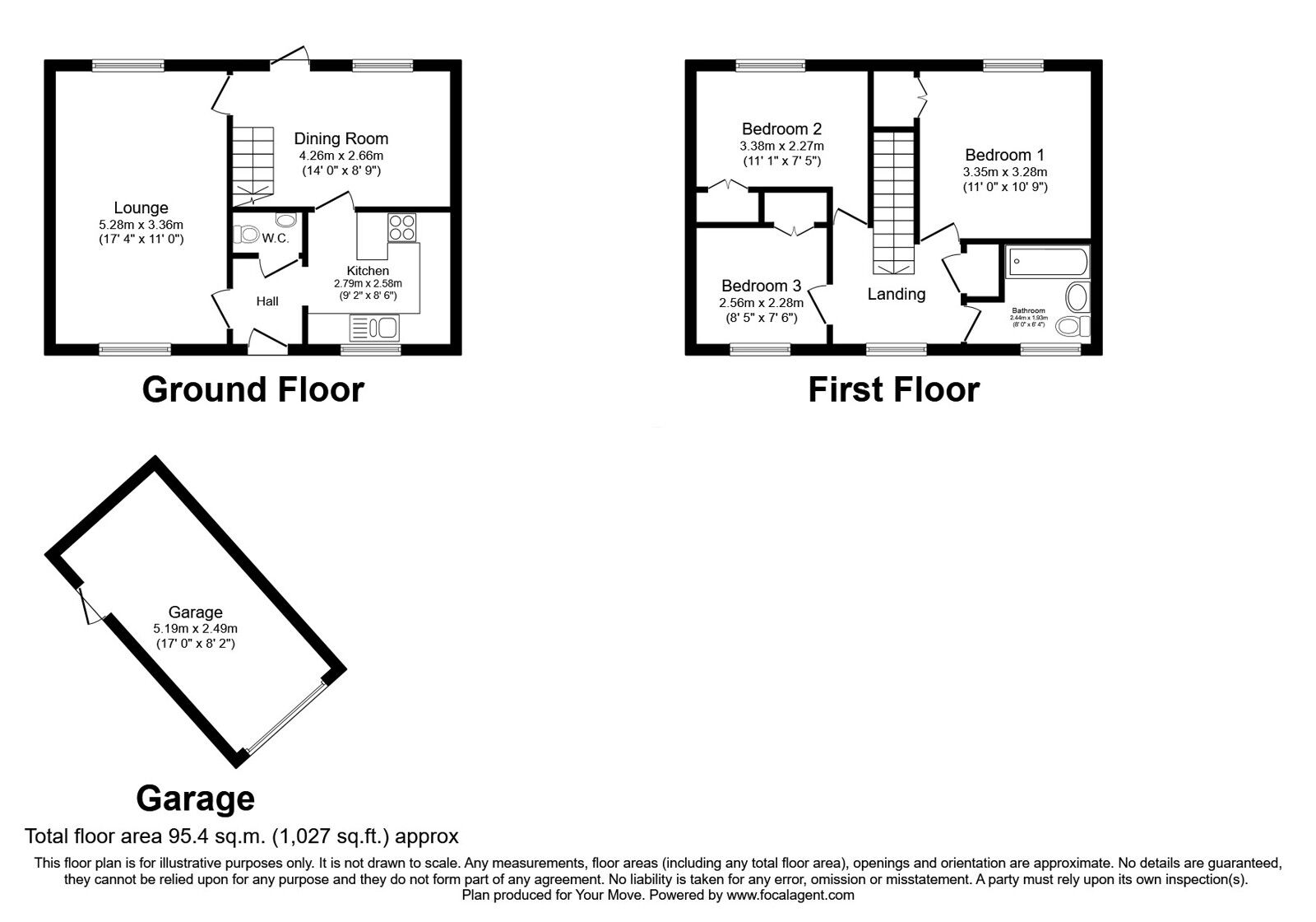 Floorplan of 3 bedroom Detached House for sale, Edge Hill Drive, Perton, Staffordshire, WV6