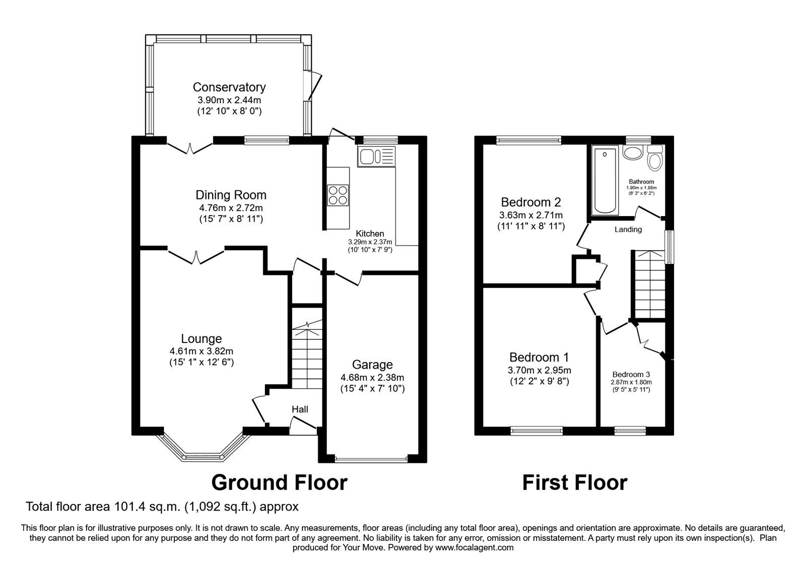Floorplan of 3 bedroom Semi Detached House to rent, Cornovian Close, Wolverhampton, Staffordshire, WV6