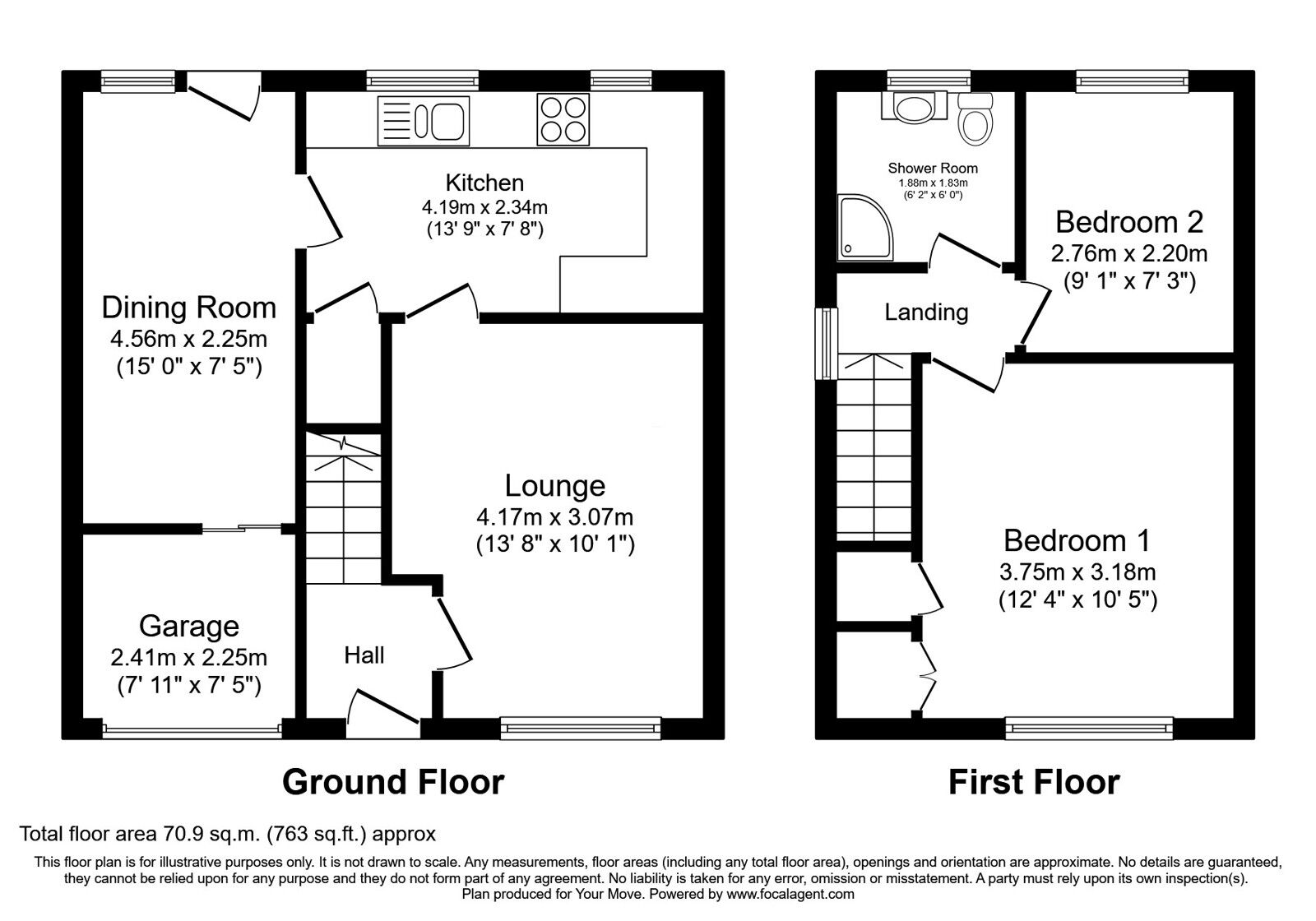 Floorplan of 2 bedroom Semi Detached House for sale, Edward Road, Perton Wolverhampton, Staffordshire, WV6