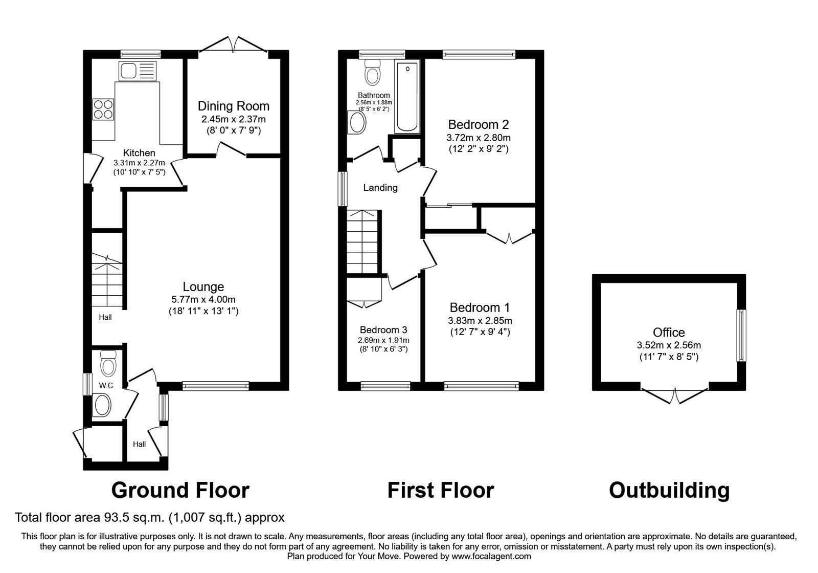 Floorplan of 3 bedroom Semi Detached House for sale, Lingfield Grove, Perton, Staffordshire, WV6