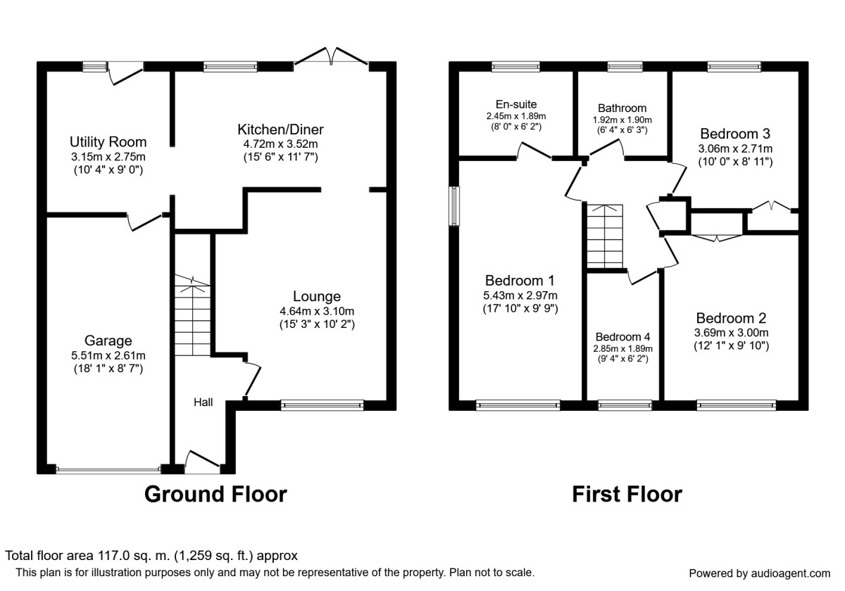 Floorplan of 4 bedroom Detached House for sale, Elmley Grove, Perton Wolverhampton, Staffordshire, WV6