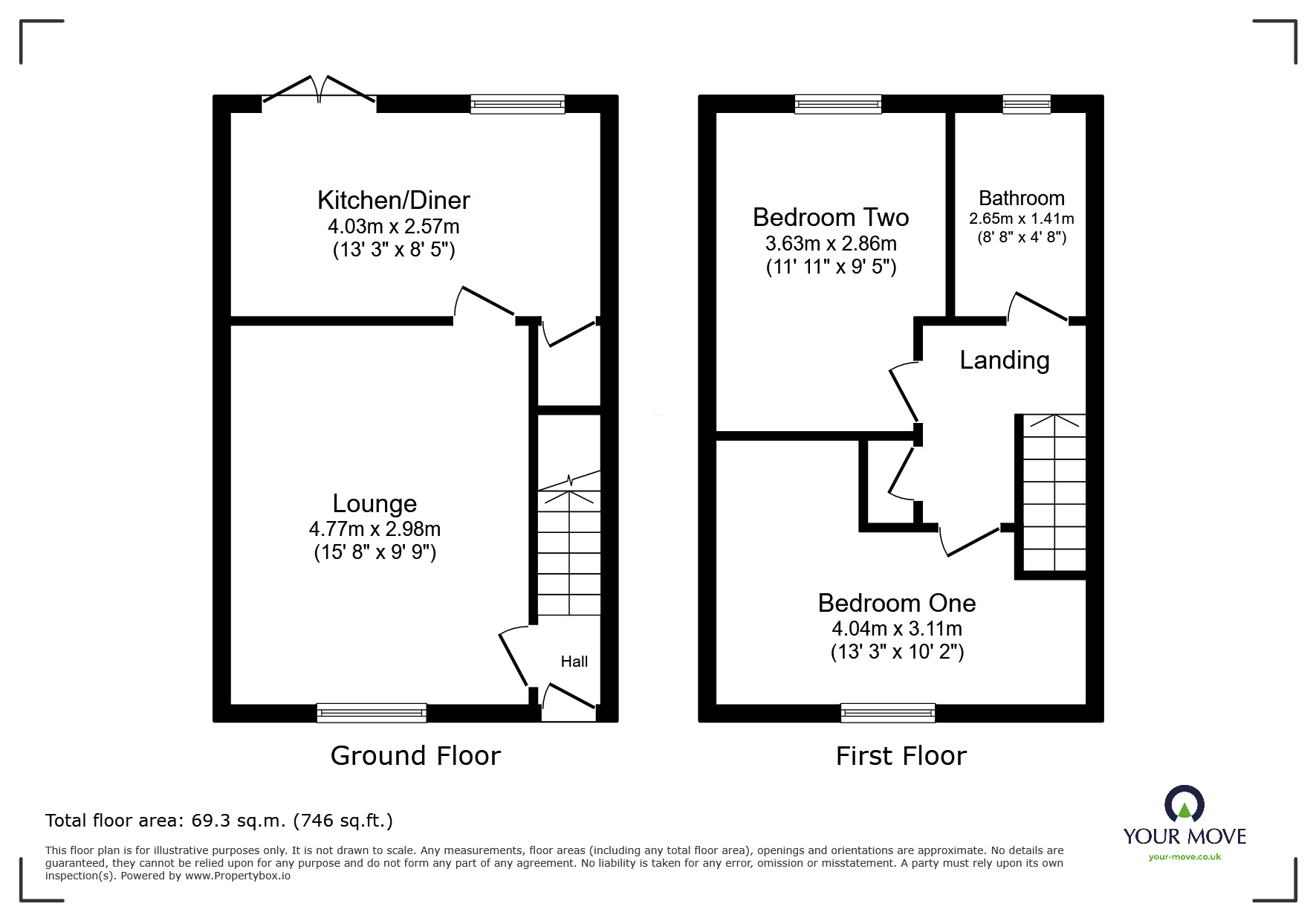 Floorplan of 2 bedroom Semi Detached House to rent, Stephenson Drive, Perton, Staffordshire, WV6