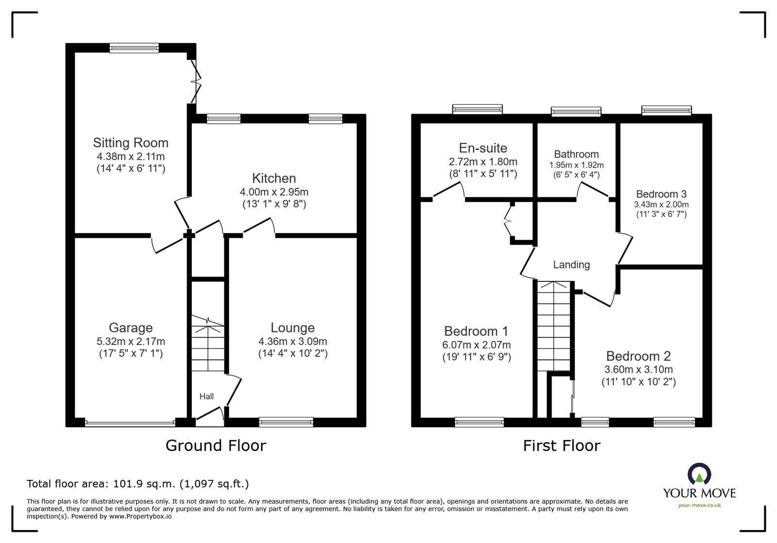 Floorplan of 3 bedroom Semi Detached House for sale, Brunel Grove, Perton, Staffordshire, WV6