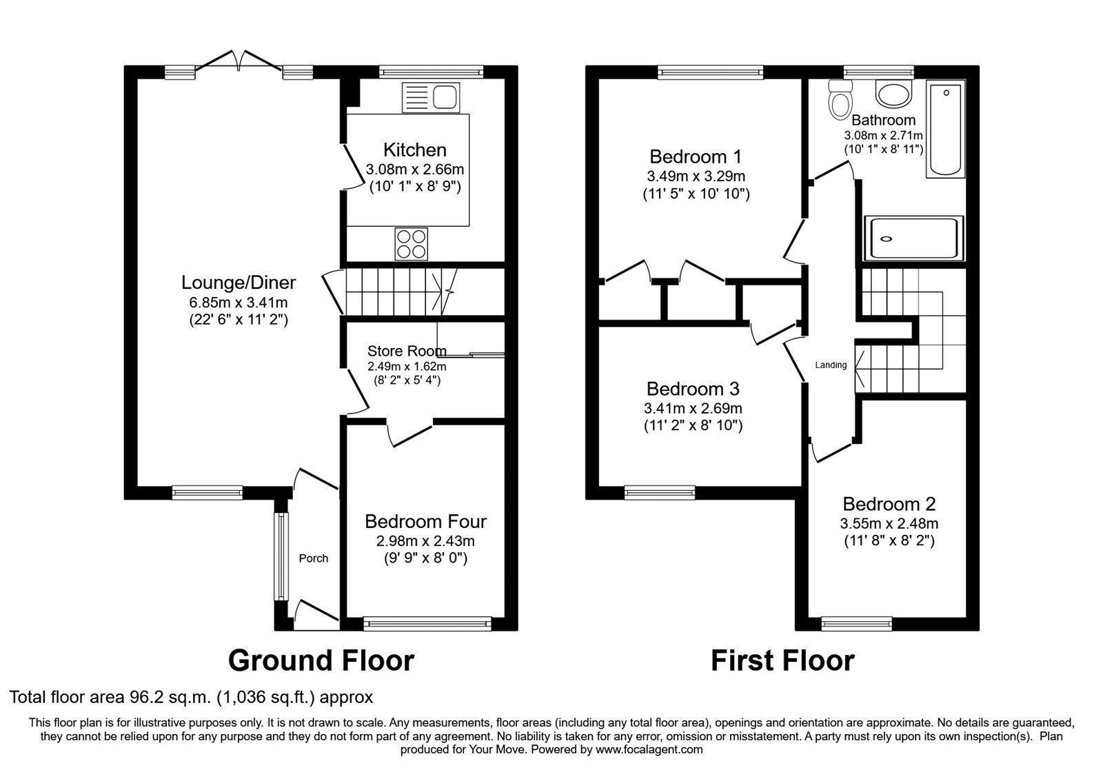 Floorplan of 4 bedroom Semi Detached House for sale, Shawbury Grove, Perton Wolverhampton, Staffordshire, WV6