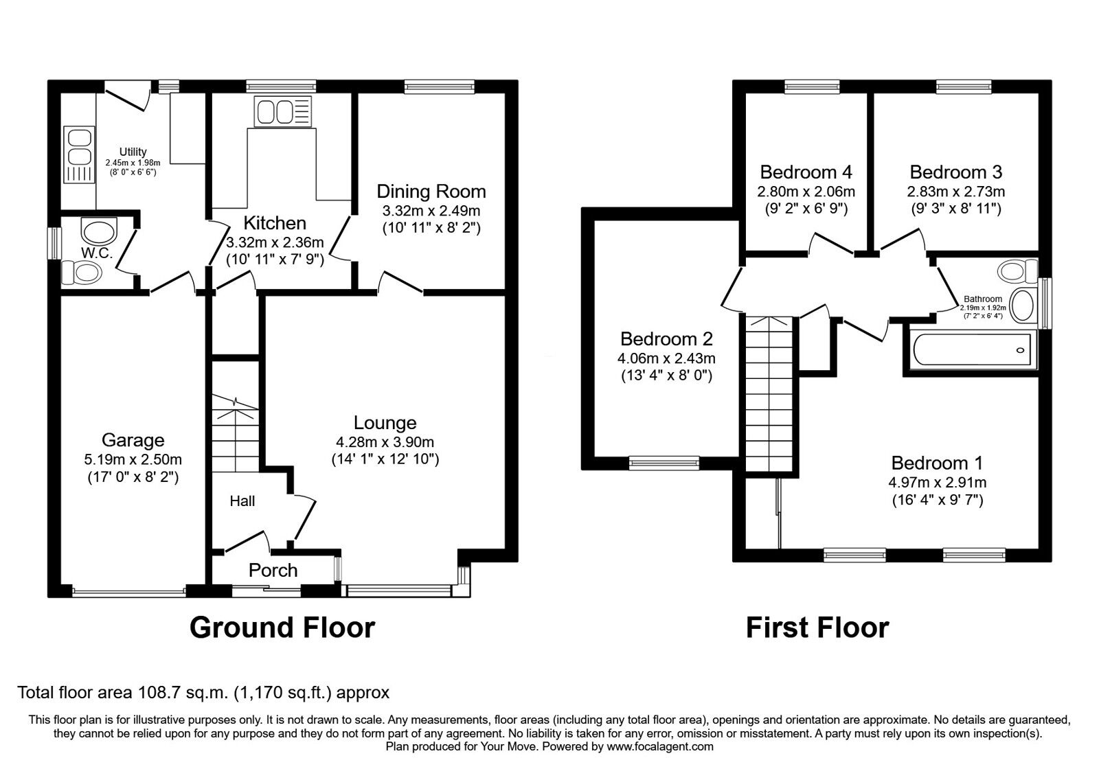 Floorplan of 4 bedroom Detached House for sale, Turnham Green, Perton Wolverhampton, Staffordshire, WV6