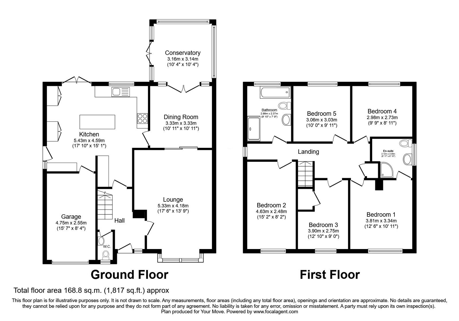 Floorplan of 5 bedroom Detached House for sale, Kingswear Avenue, Wolverhampton, Staffordshire, WV6