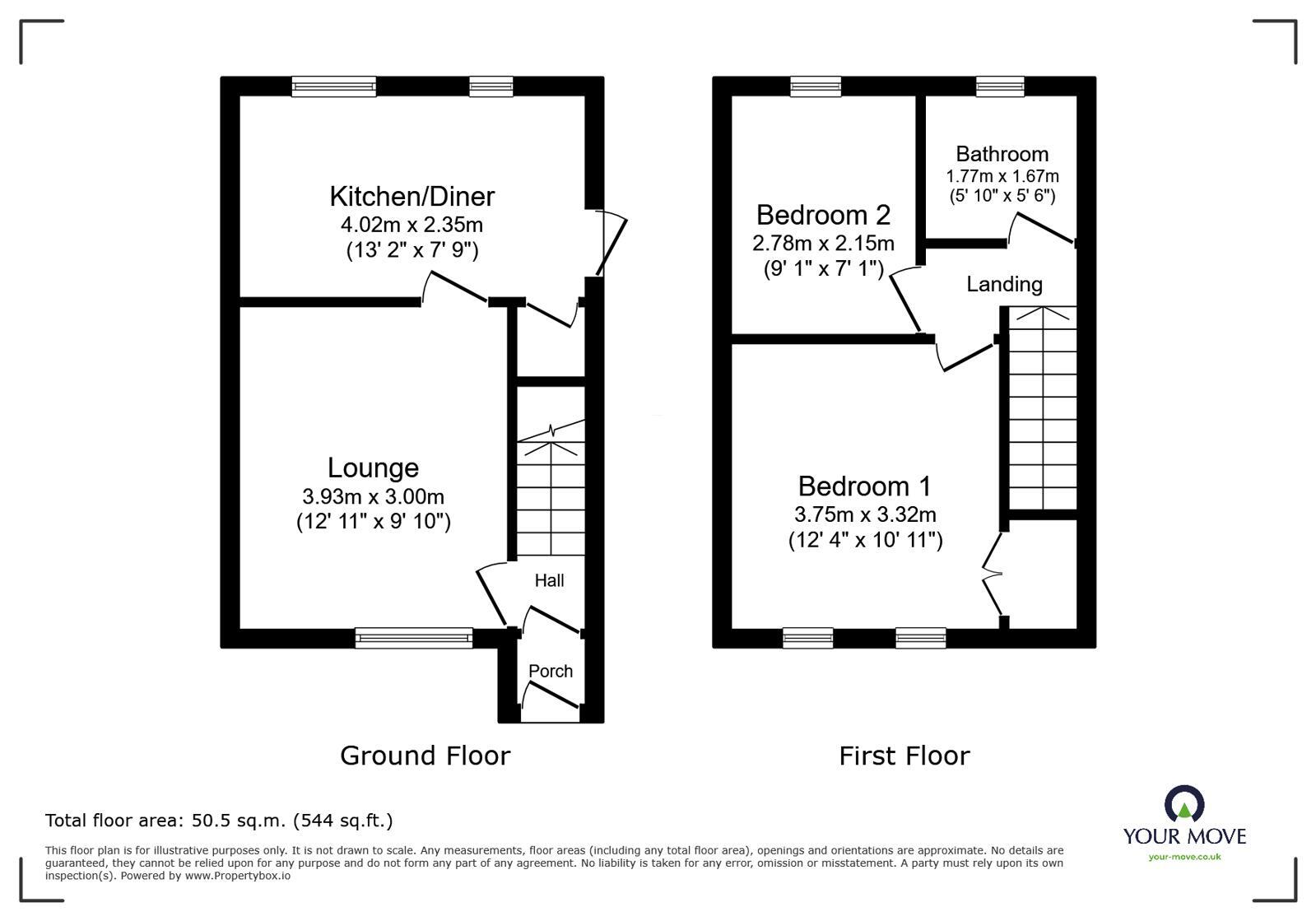 Floorplan of 2 bedroom Semi Detached House to rent, Canterbury Drive, Perton, Staffordshire, WV6